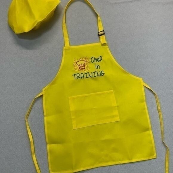 Apron and Chef Hat Costume Embroidered Handmade yellow - Picture 16 of 16